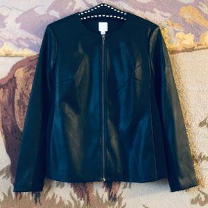 NWT J. Jill Sz XS Womens Zip Black Soft Faux Leather Lined Pockets